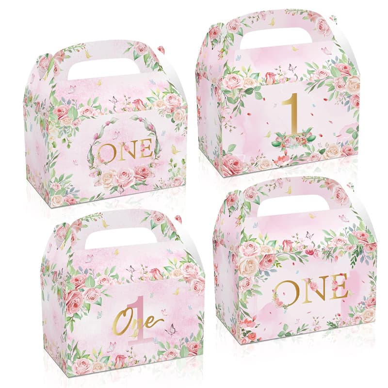 Amazon Party Favor Box Pink Flowers First Birthday Candy Gift Paper Box