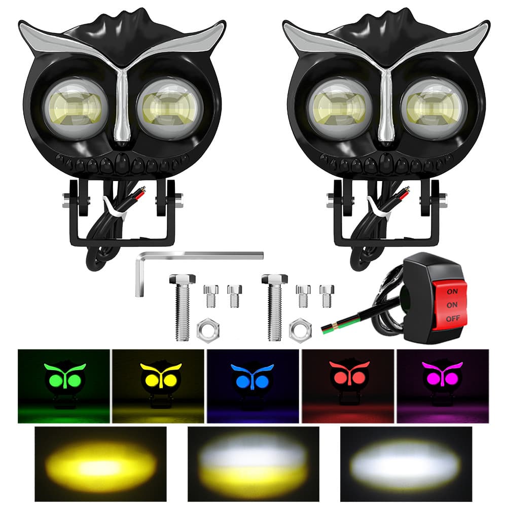Cross-border Hot Selling Motorcycle LED Headlight Colorful Cat Eye Auxiliary Eagle Eye Light Electric Vehicle External Headlight Modification