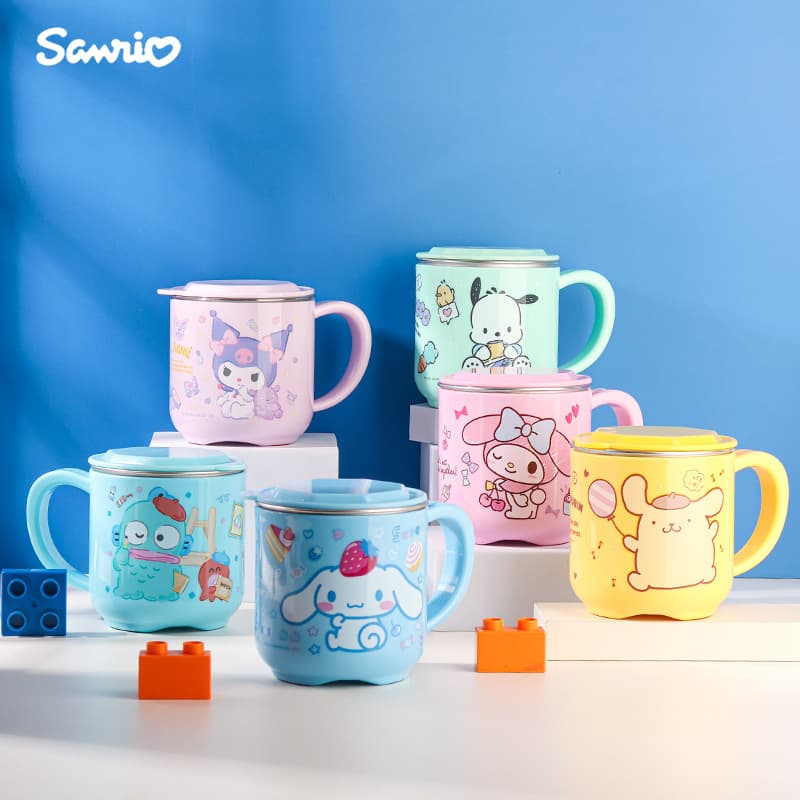 Sanrio Kuromi straw milk cup, juice tumbler with toothbrush holder, new style girls' marked drinking mug