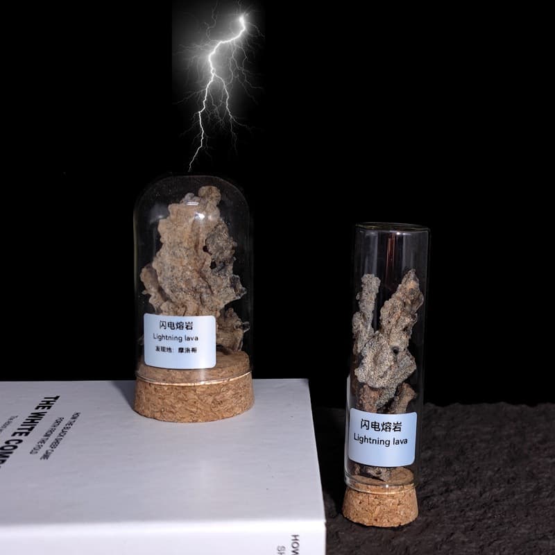 Rare Natural Lightning Fulgurite Desert Petrified Lightning Stone Raw Stone Display Children's Geological Science Collection Gift Unique Stone