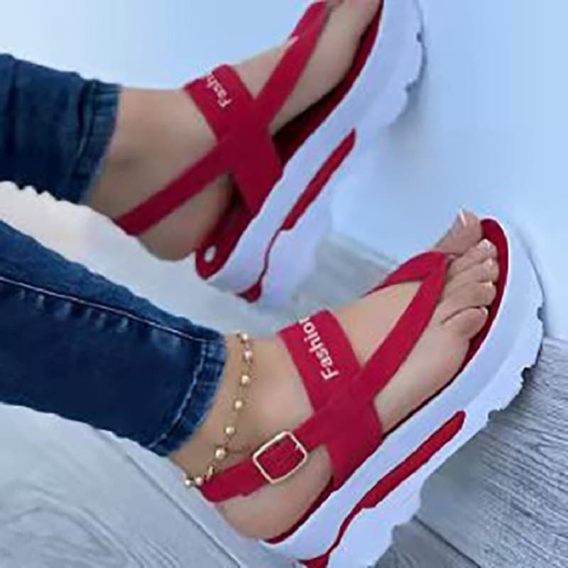 Women's Cross-Border Sandals, Autumn and Summer, Thick-Soled Platform Toe Separator, Solid Color Casual Plus Size Women's Shoes