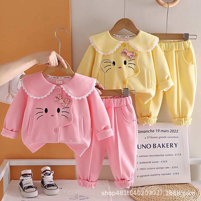 Girls Spring and Autumn Suits 2026 New Fashionable Baby Girl Autumn Clothing Korean Version Internet Celebrity Sports Two-piece Suit Western Fashionable