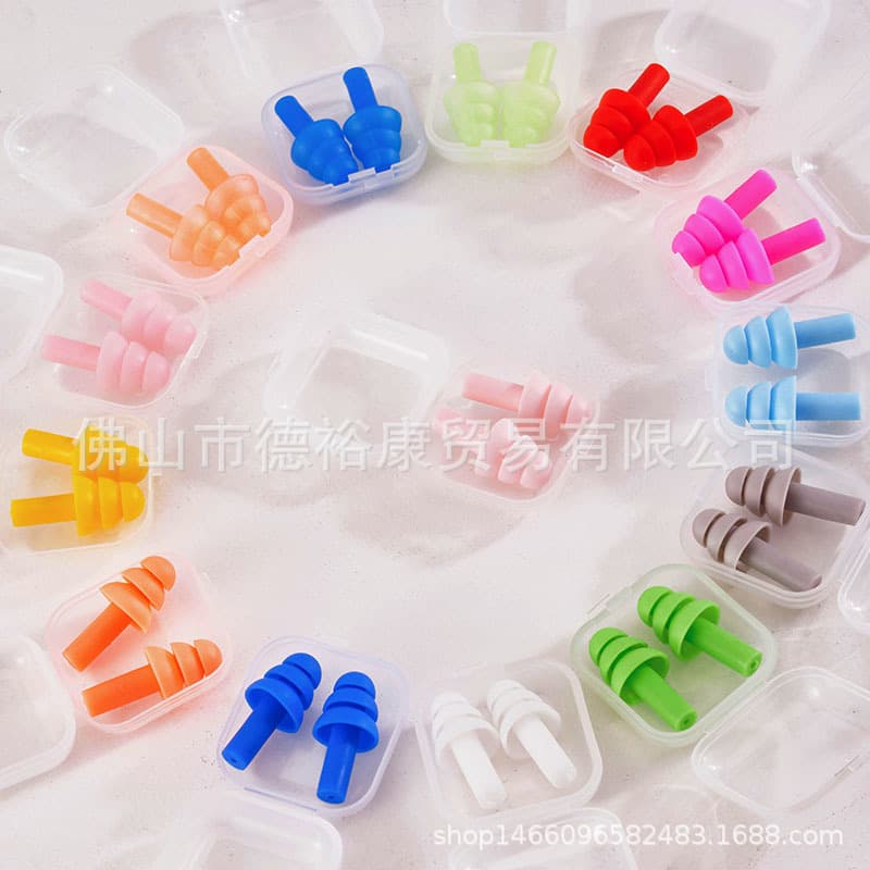 Waterproof Swimming Silicone Earplugs Noise Reduction Ear Protection Customizable Color Packaging Noise Reduction Earbuds