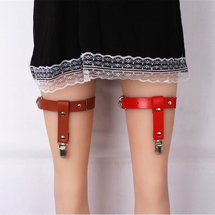 European and American Harajuku Punk PU Leather Leg Ring Accessories Couple Street Dance Performance Sexy Leg Chain Garter Belt