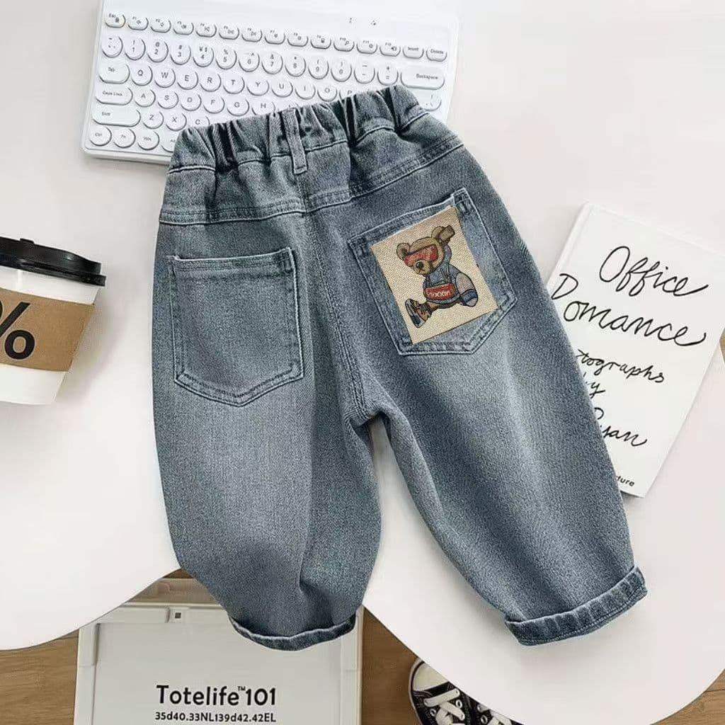 Children's Jeans Spring/Autumn New Style Cropped Pants Loose Straight-Leg Jeans for Boys Casual Kids Clothing