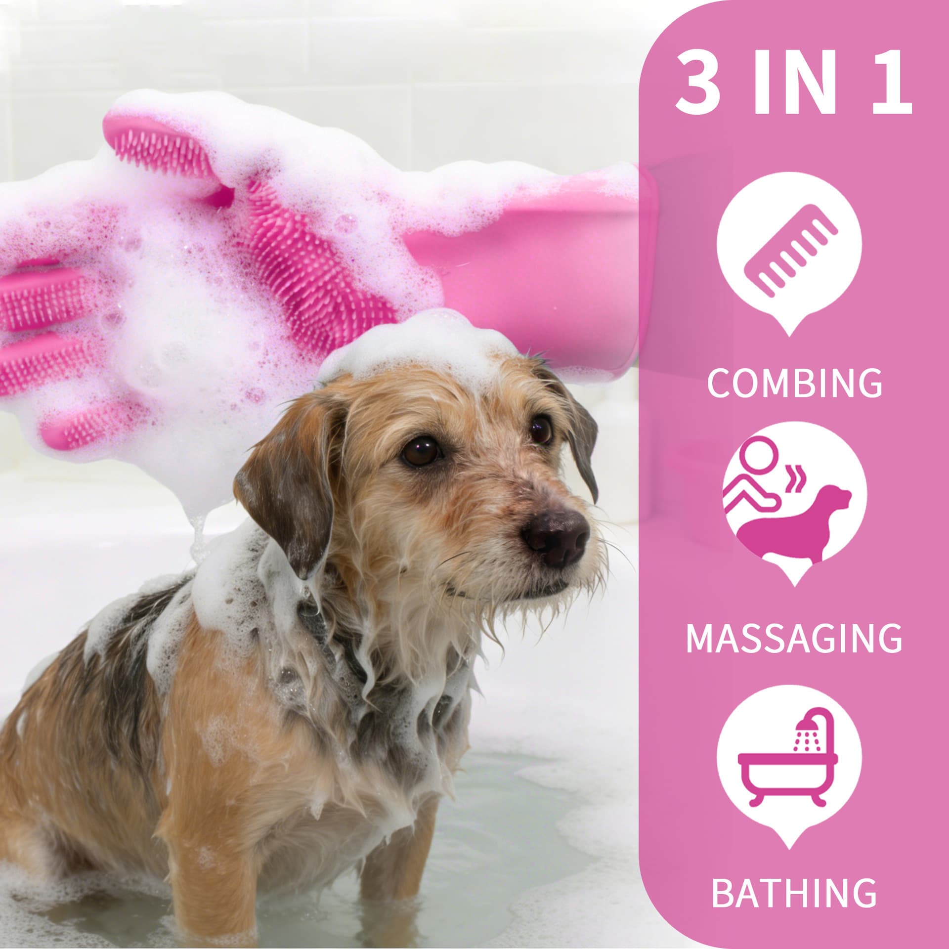 Pet Silicone Grooming Gloves Dog Cat Hair Remover Bath Mitt