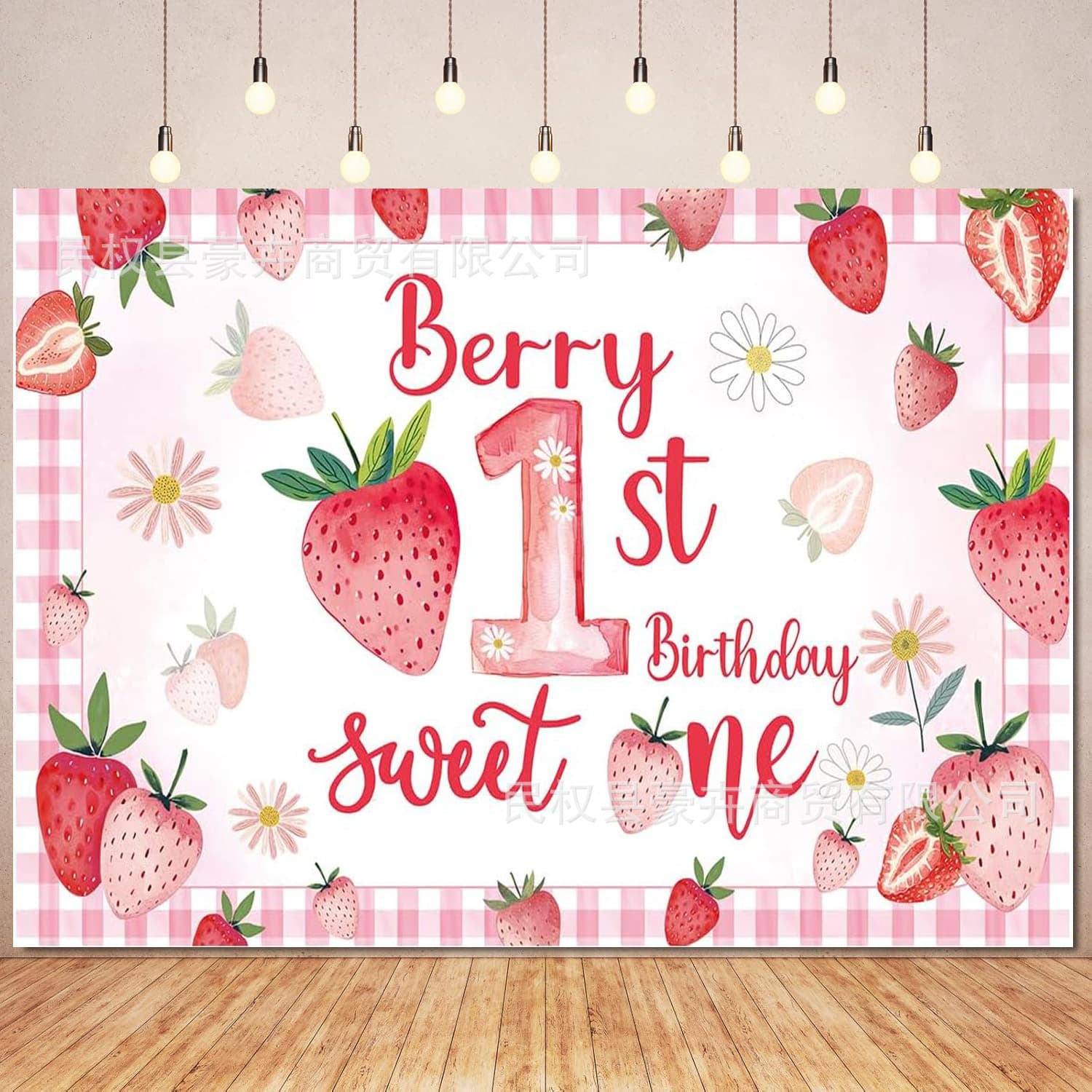Amazon Hot Selling Strawberry Fruit 1st Birthday Photography Backdrop Cloth Export Birthday Party Photo Decoration Backdrop