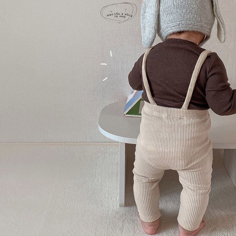 Ins Korean Style Baby Spring Autumn Pants Fall Bib Overalls Cotton Suspender Pants Big Butt Pants Solid Color Versatile Fashion