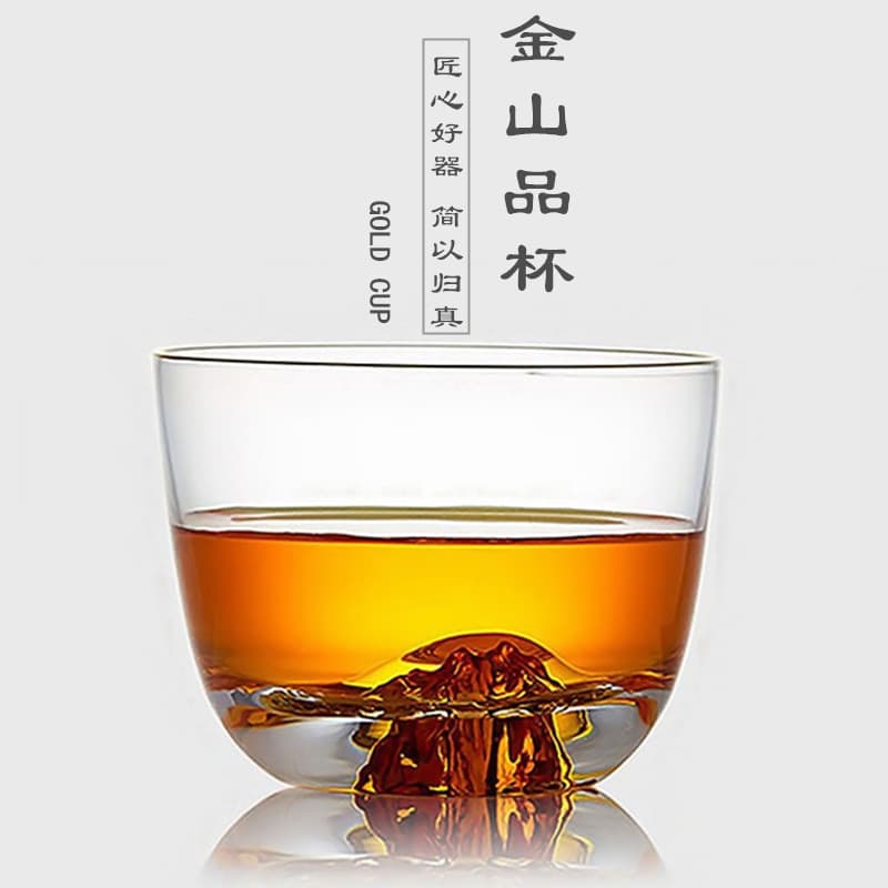 Mount Fuji Gold Cup Japanese Style Gold Rim Small Glass Tea Cup Gold Mountain Cup Master Cup Kung Fu Tea Set Gold Wine Cup