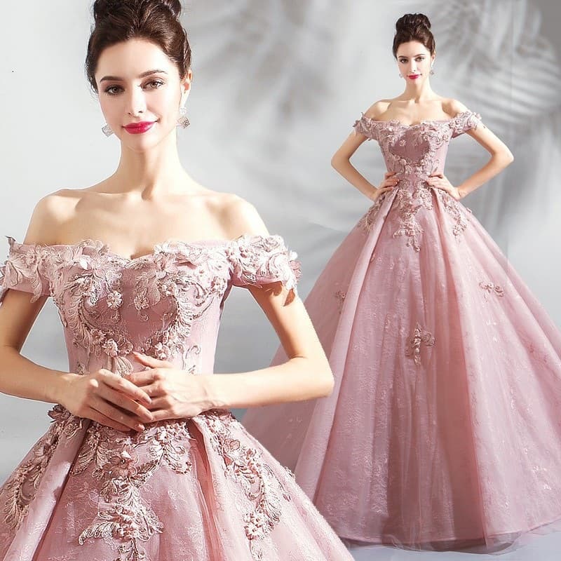 Pink Sequin Evening Gown with 3D Floral Details, 2026 Wedding Toast Dress, One-Shoulder Art Exam Evening Dress