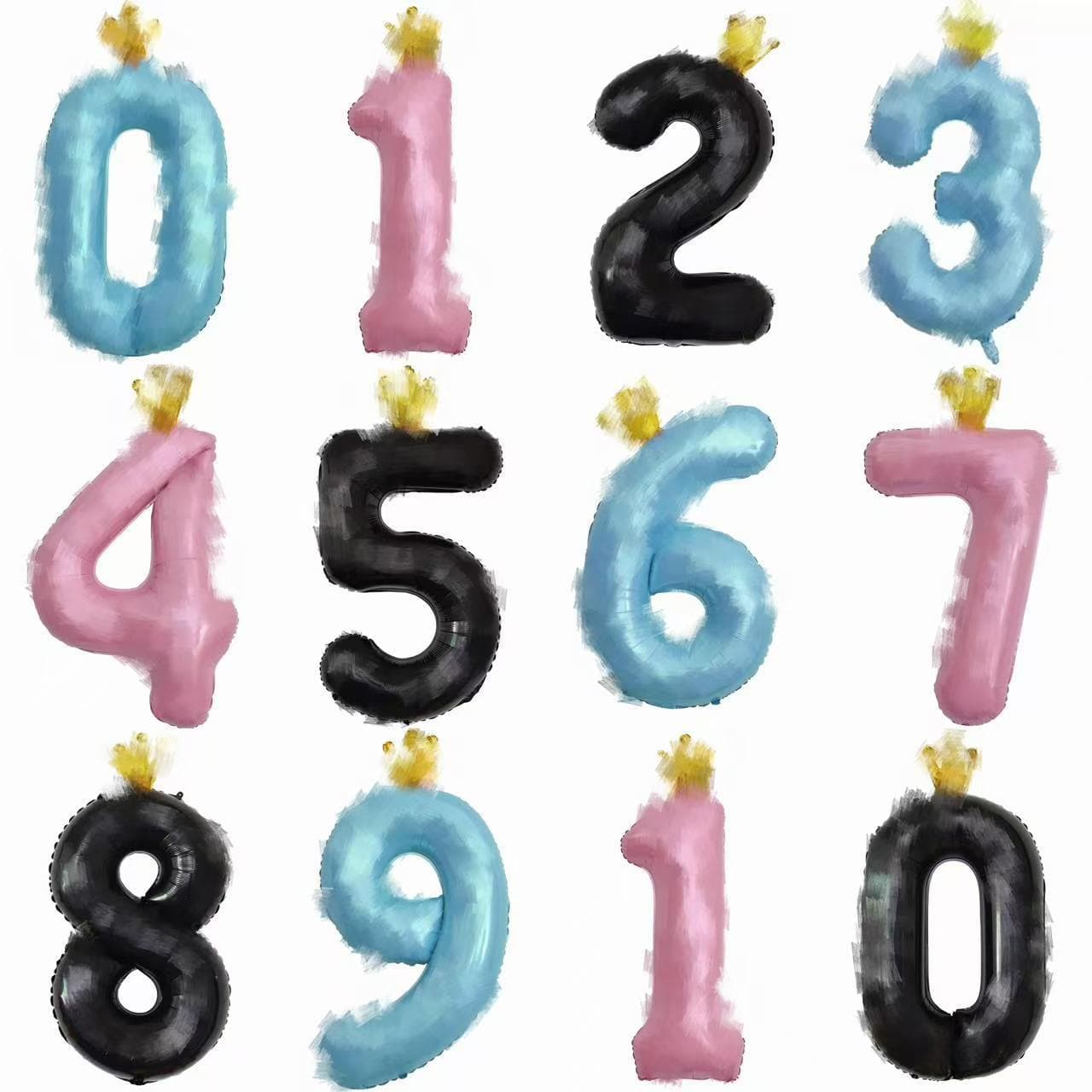 Amazon Cross-Border 40-inch US Version Crown Number Large Aluminum Foil Balloon for Kids Birthday Party Decoration
