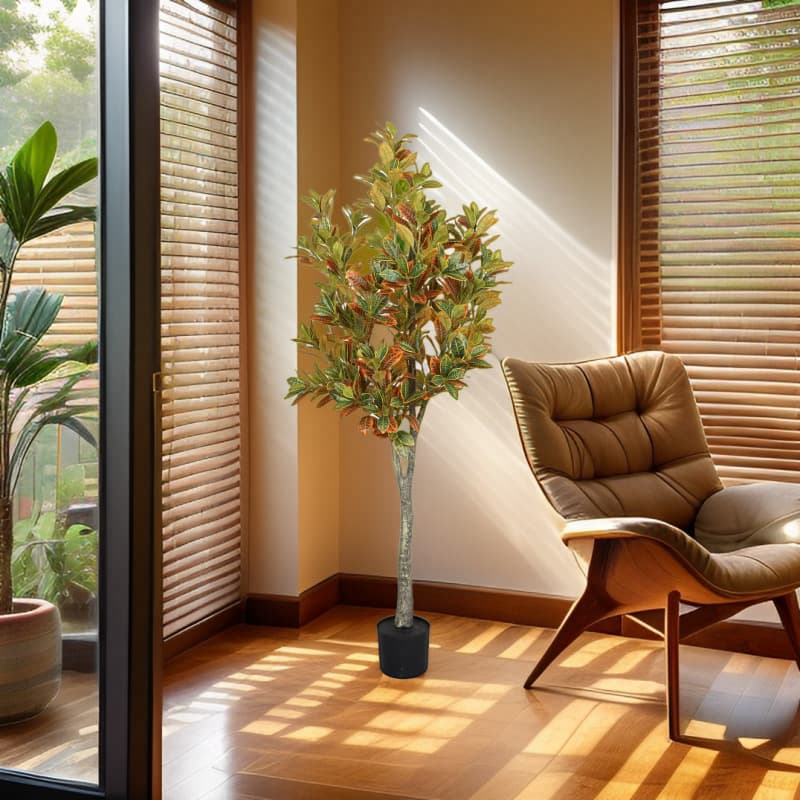 High-End Simulation Color-Changing Ficus Gold Dust Tree Artificial Plant Floor Potted Plant Living Room Indoor Floral Decoration Fake Greenery Bonsai