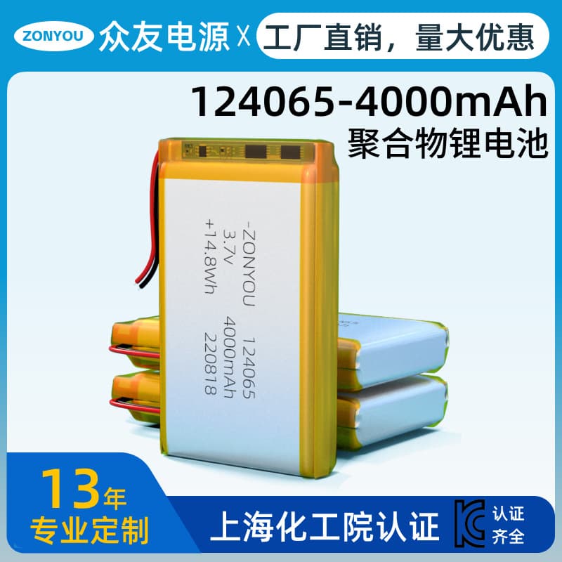 124065 Polymer Lithium Battery 3.7V 4000mAh for Mosquito Coil Heater Bluetooth Speaker Currency Detector Power Supply