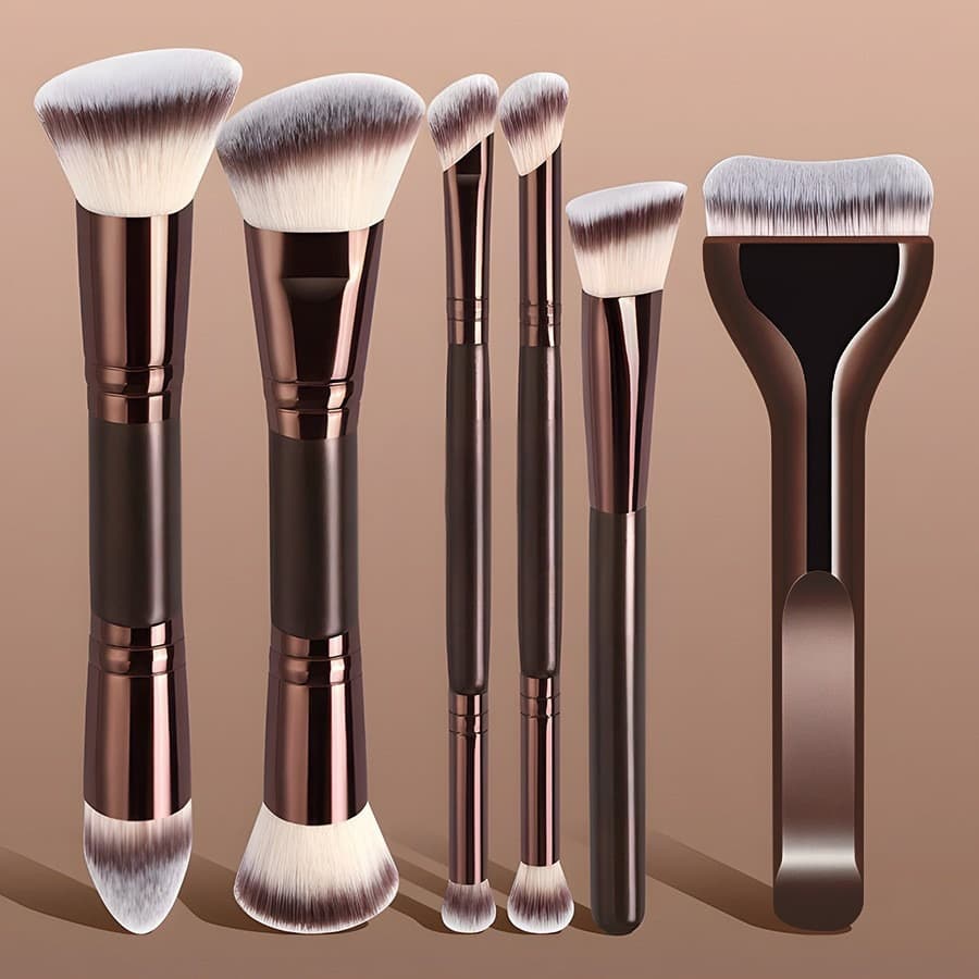 Cross-border Double-Ended Makeup Brush Set, Small Pillow Brush, Tongue-Shaped Foundation Brush, Blush Brush, Eyeshadow Brush, Soft Bristle Beauty Tools