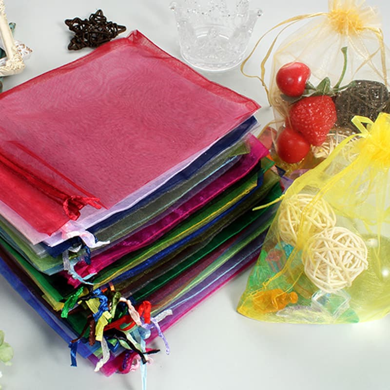 Yiwu Stock Wholesale Organza Mesh Jewelry Drawstring Bag Bird-Proof Multi-color Gift Storage Jewelry Bag