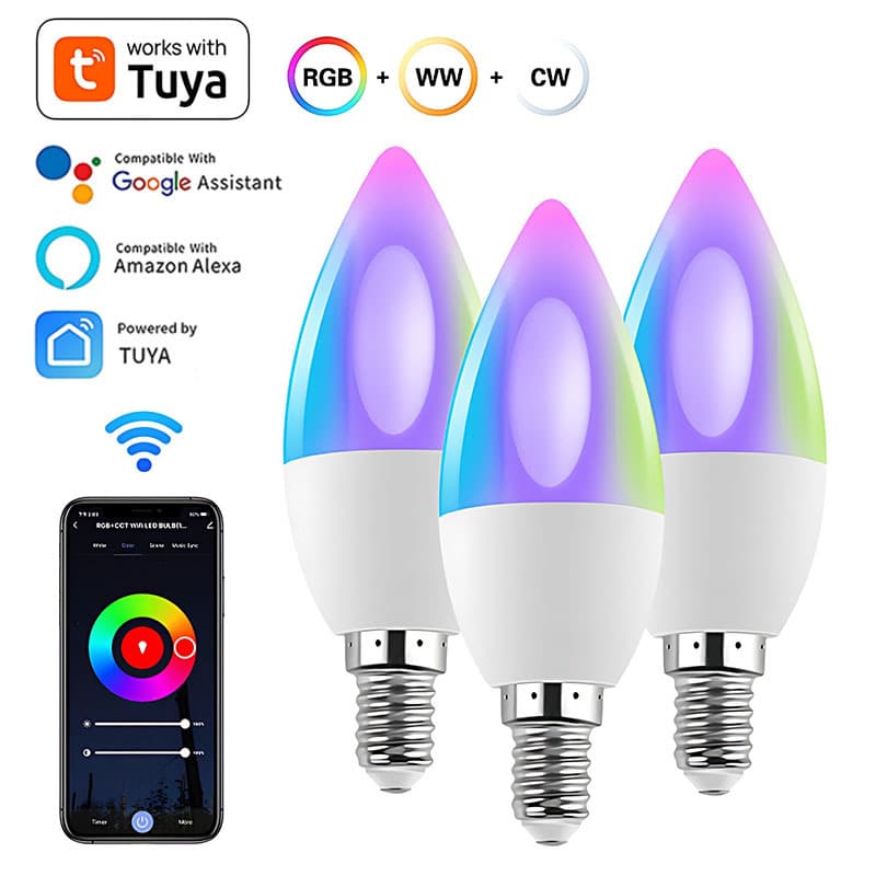 LED Graffiti WiFi Tip Bulb Lamp RGBCCT Smart Bluetooth Bulb Alexa Voice Control Bulb Lamp C37