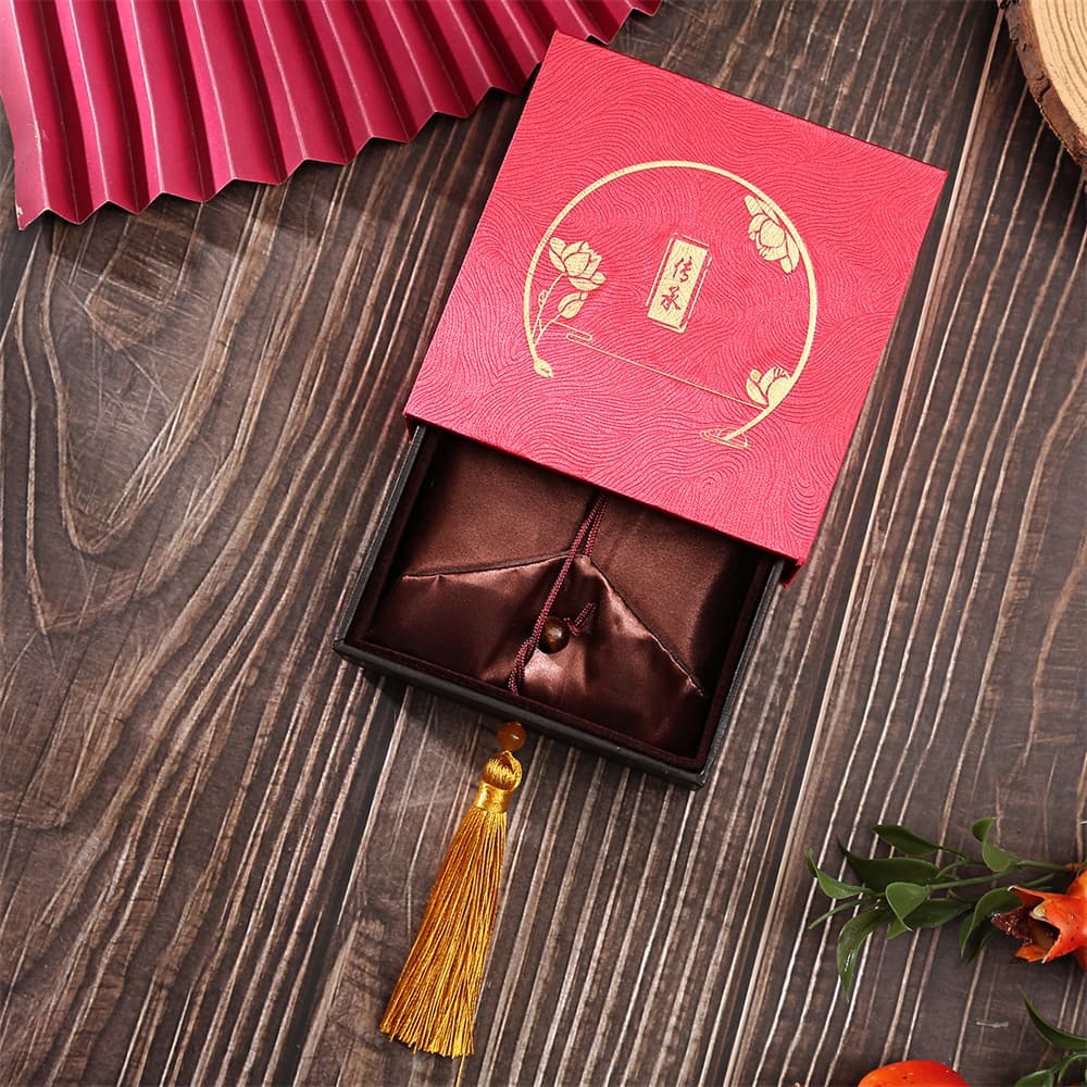 Heritage Bangle Box Traditional Tassel Satin Drawer Box Red Brown Handmade Beaded Jewelry Box Jewelry Organizer