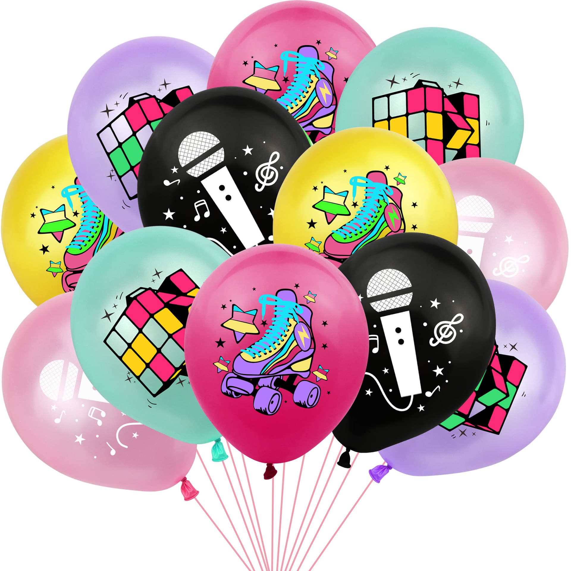 Retro Party 80s Music Party Colorful Balloons Birthday Atmosphere Party Decoration Supplies