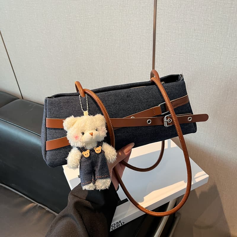 Korean style fashionable simple underarm bag for women 2025 new denim women's shoulder handbag high-value baguette bag
