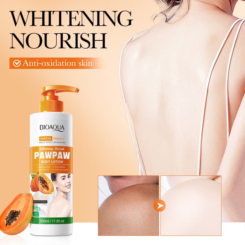 Full English Whitening Body Milk Papaya Vitamin C Brightening Cream BIOAOUA Cross-border Foreign Trade Factory Outlet