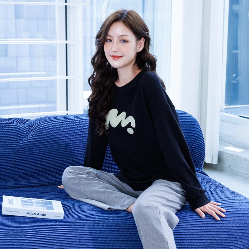 Autumn/Winter Cotton Pajama Set for Women, Simple Design, Loose Fit, Plus Size, High-Quality Solid Color