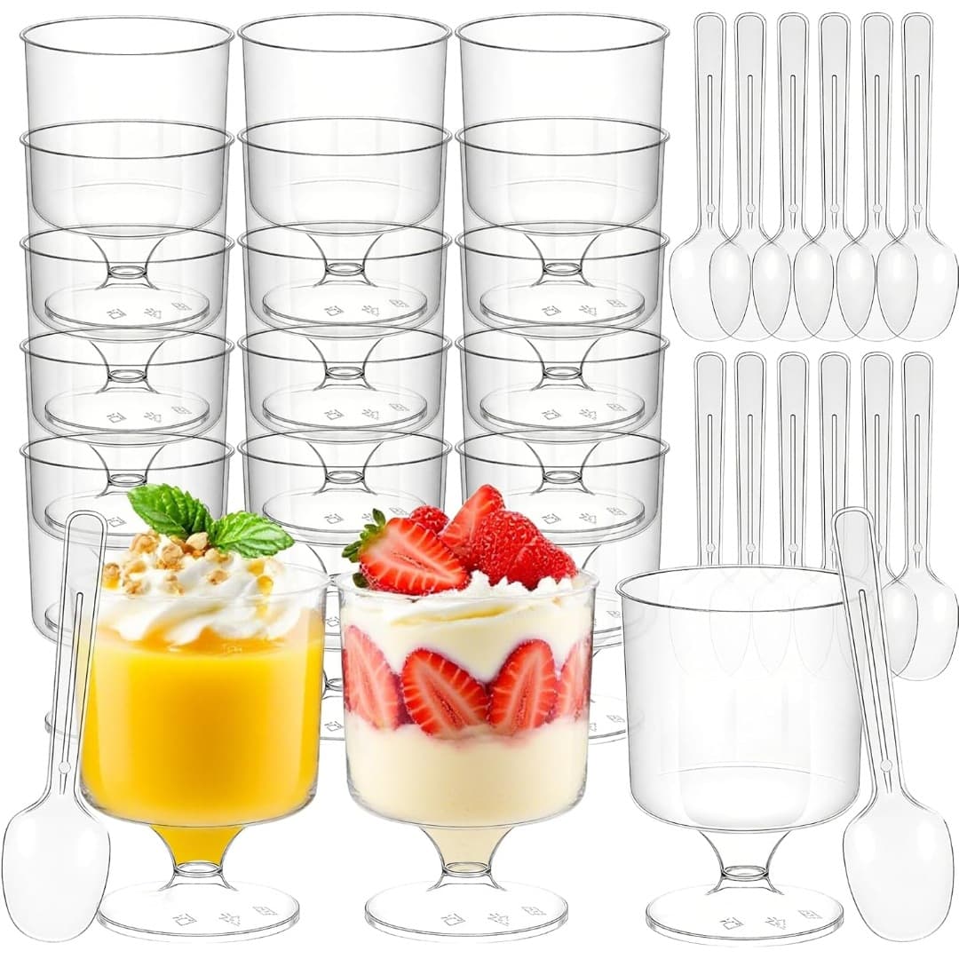 Clear Plastic Mousse Cup with Lid, Trapezoid Dessert Cup, Cake Pudding Cup, Disposable Square Ice Cream Cup