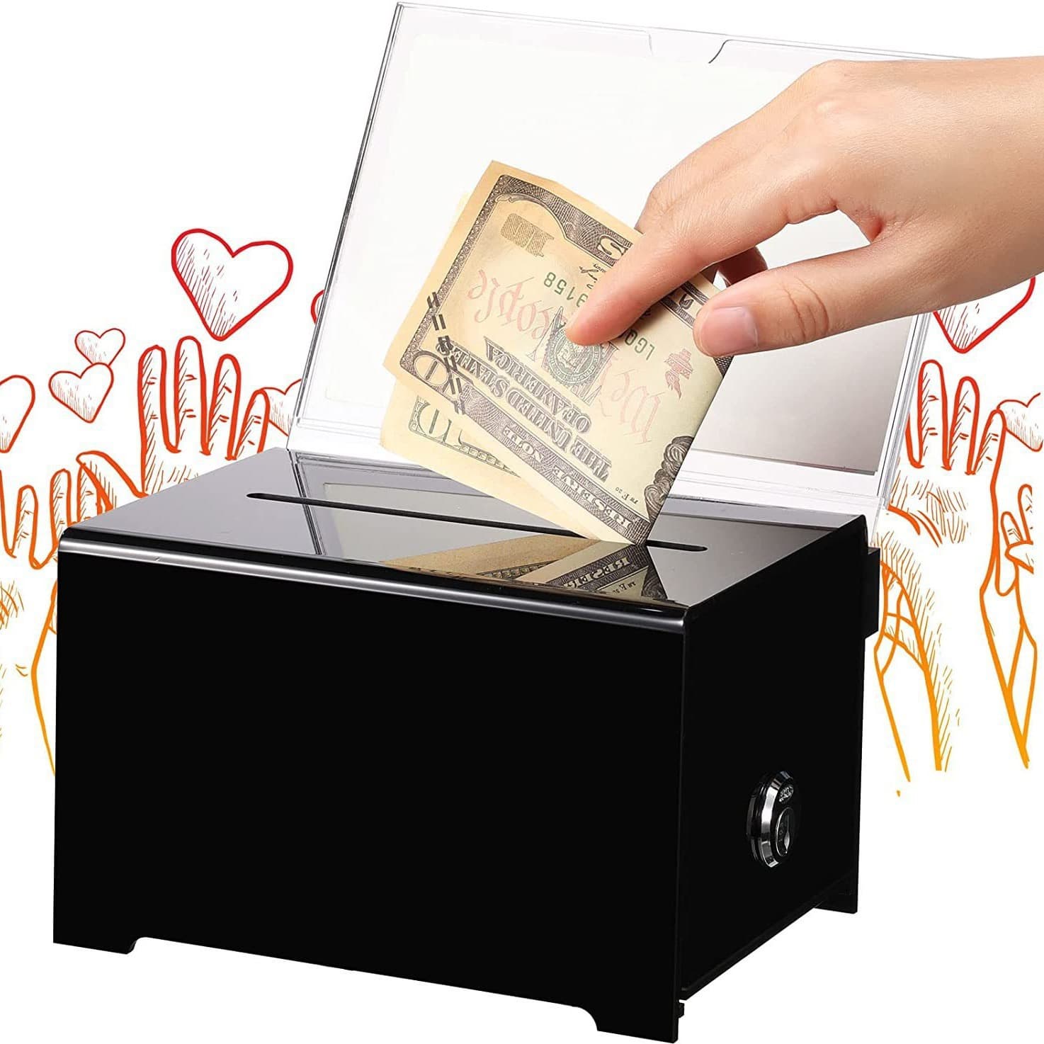 Acrylic Lockable Mailbox Advertising Backboard Suggestion Box Transparent Voting Box Charity Donation Election Box