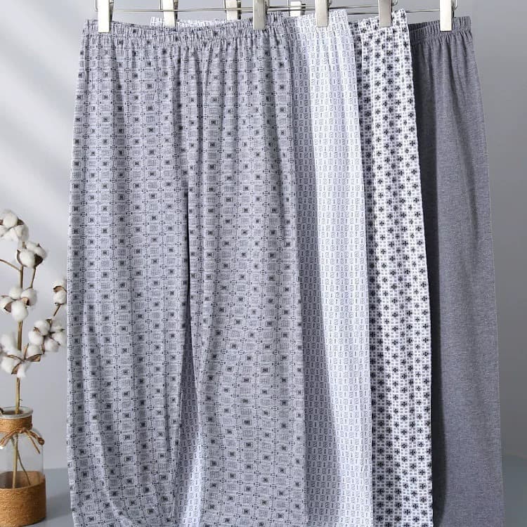 Double-pocket pure cotton men's pajama pants, summer thin, loose, large size, cotton home pants, which can be worn as outerwear in spring and summer.