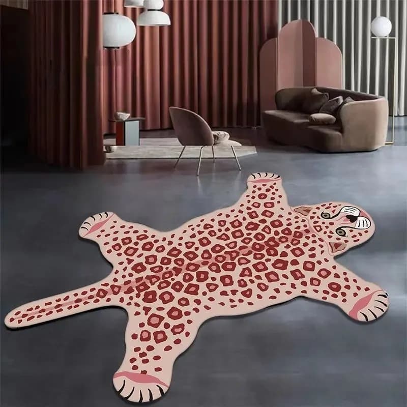 Cross-border ozon special-shaped tiger imitation cashmere carpet bedroom non-slip machine washable bedside blanket easy care coffee table mat