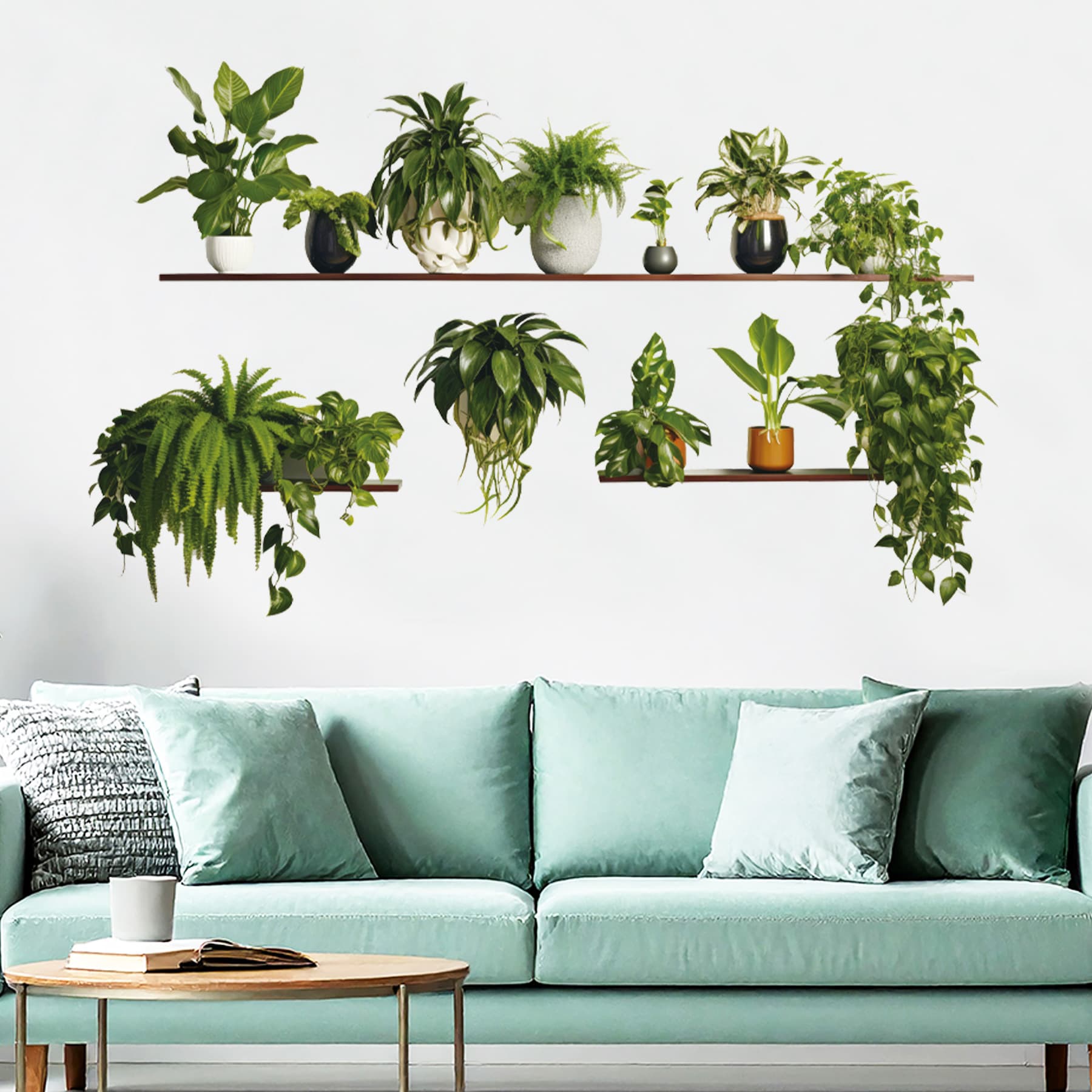 Artificial Plant Potted Shelf Wall Decal for Living Room Bedroom Sofa Kids Room Decor Removable Cross-border PH3394
