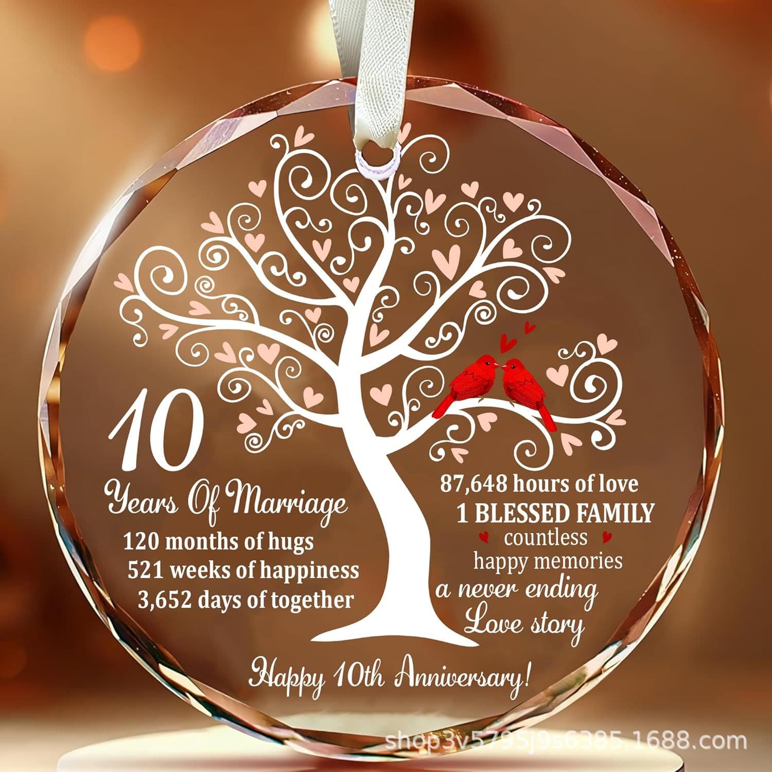 Cross-border Crystal Glass Pendant Ruby Anniversary Gift for Couples, Wife, Husband, Wedding Anniversary Present