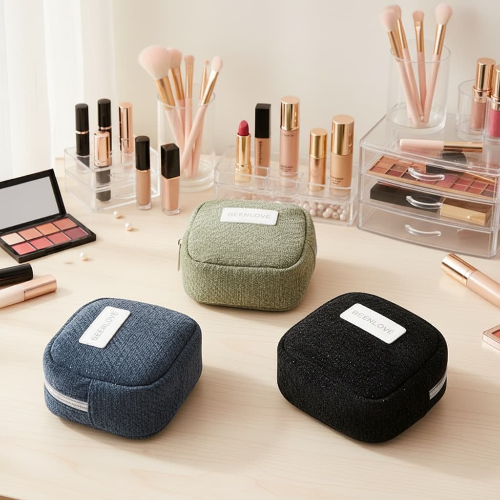 Runhui's new streamer square small storage bag fashionable lipstick bag portable bag medium bag travel makeup storage bag