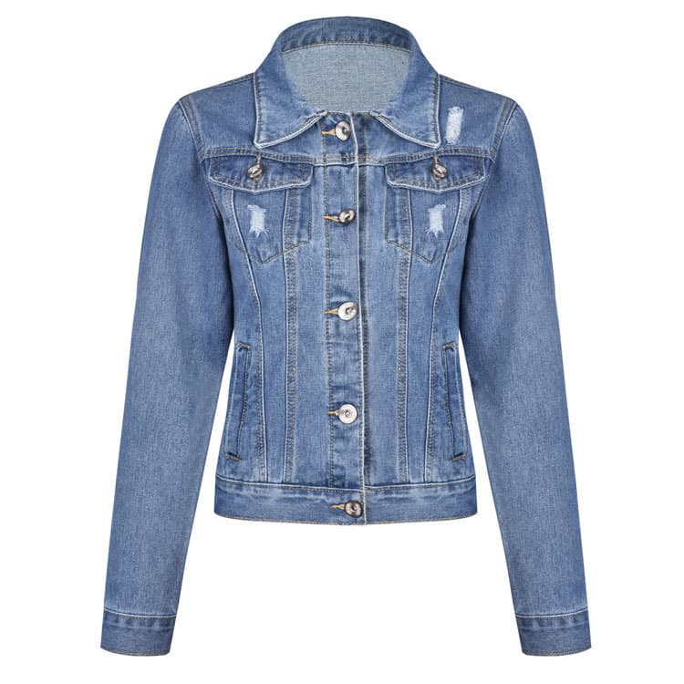 Amazon eBay Distressed Denim Jacket Women's Casual Comfortable Washed Denim Jacket