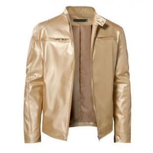 Men's Leather Jacket for Export, Punk Motorcycle Style with Stand Collar and Logo, Youth and Adult