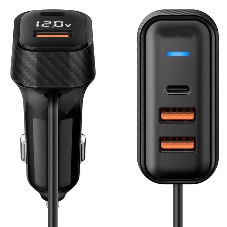 Cross-border fast charging car charger multi-port car charger with cable rear expansion car charger Amazon supply