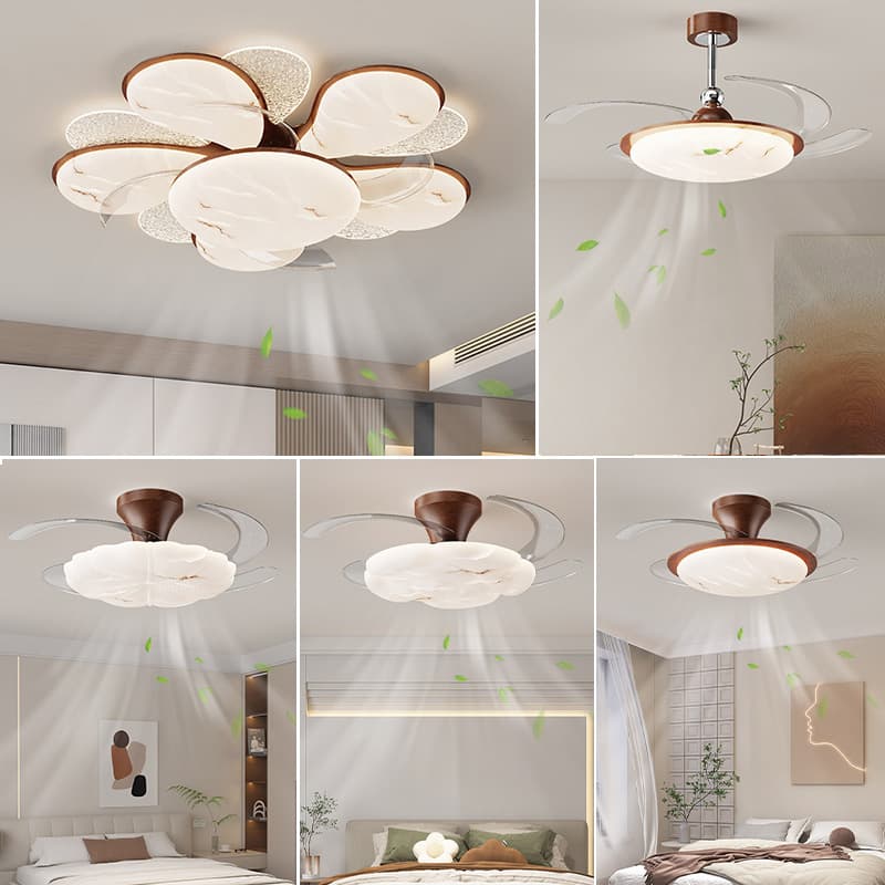 Vintage Cream Style Living Room Fan Light Full Spectrum Cloud Bedroom Ceiling Fan Light French Cream Style Living Room Fan Light