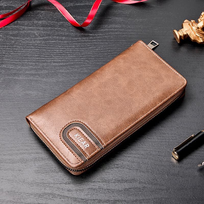 Long Men's Wallet European And American Vintage Multi-Card Holder Hand-Held Bag PU Leather Daily Match Summer Collection