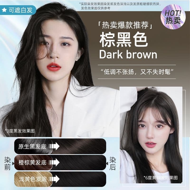 Black Hair Dye Cream for Salon Use, Home Gray Coverage, Plant-Based Gentle Direct Dye, Hazelnut Gray Brown Hair Color Cream