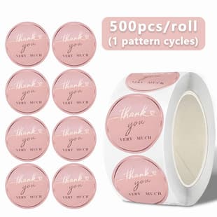 500 Stickers/Roll Hot Selling Pink Gold Foil Thank You Sealing Stickers Self-Adhesive Roll Envelope Gift Wedding Decorative Stickers