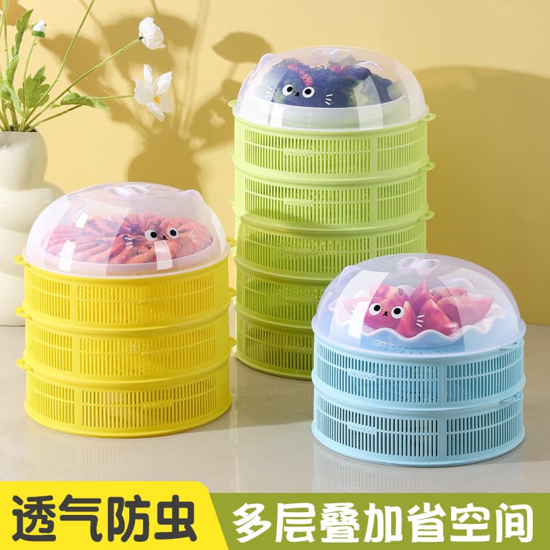 New Multi-Layer Food Covers with Vegetable Wash Baskets, Dust and Fly-Proof Storage Solutions for Home Dining