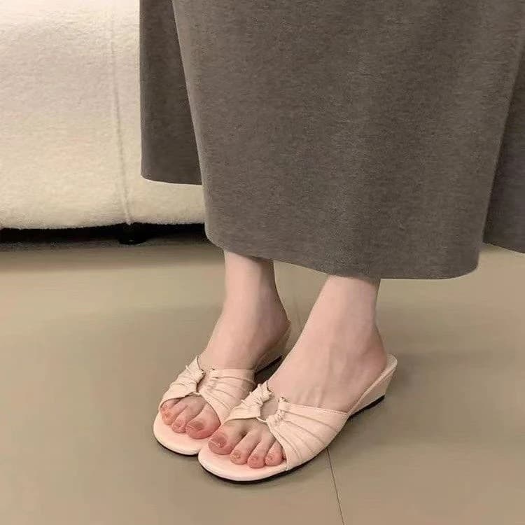 Niche Wedge Heel Elegant One-Strap Sandals for Women, Fairy Style Outdoor Wear, 2026 Summer French Style to Match Dresses