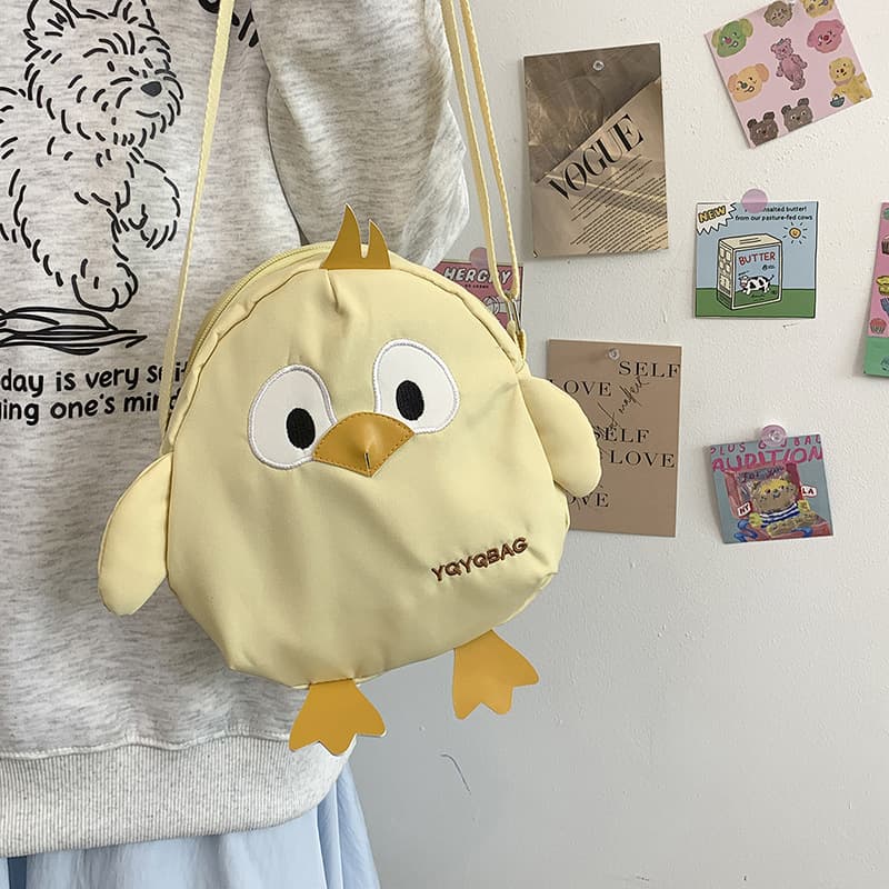 Cute Penguin Cartoon Canvas Crossbody Bag for Girls, Versatile Ins Style Summer Japanese Cute Bag