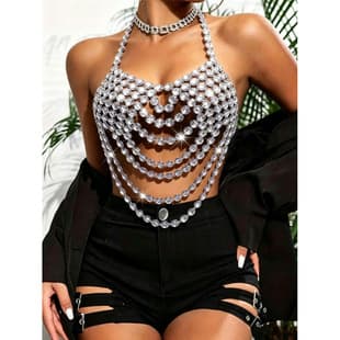 New European and American Large Rhinestone Multi-layer Fringe Chain Halter Top Hot Girl Party Heavy Rhinestone Outerwear Vest