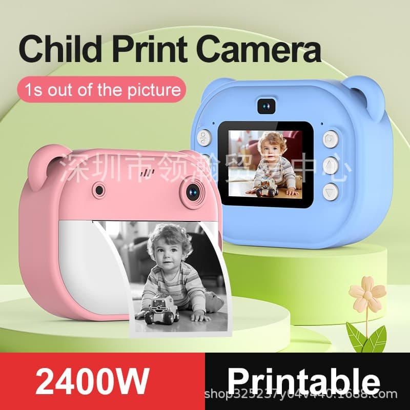 New Instant Print DSLR Camera, Cute Kids Cartoon Mini Photo Digital HD Camera