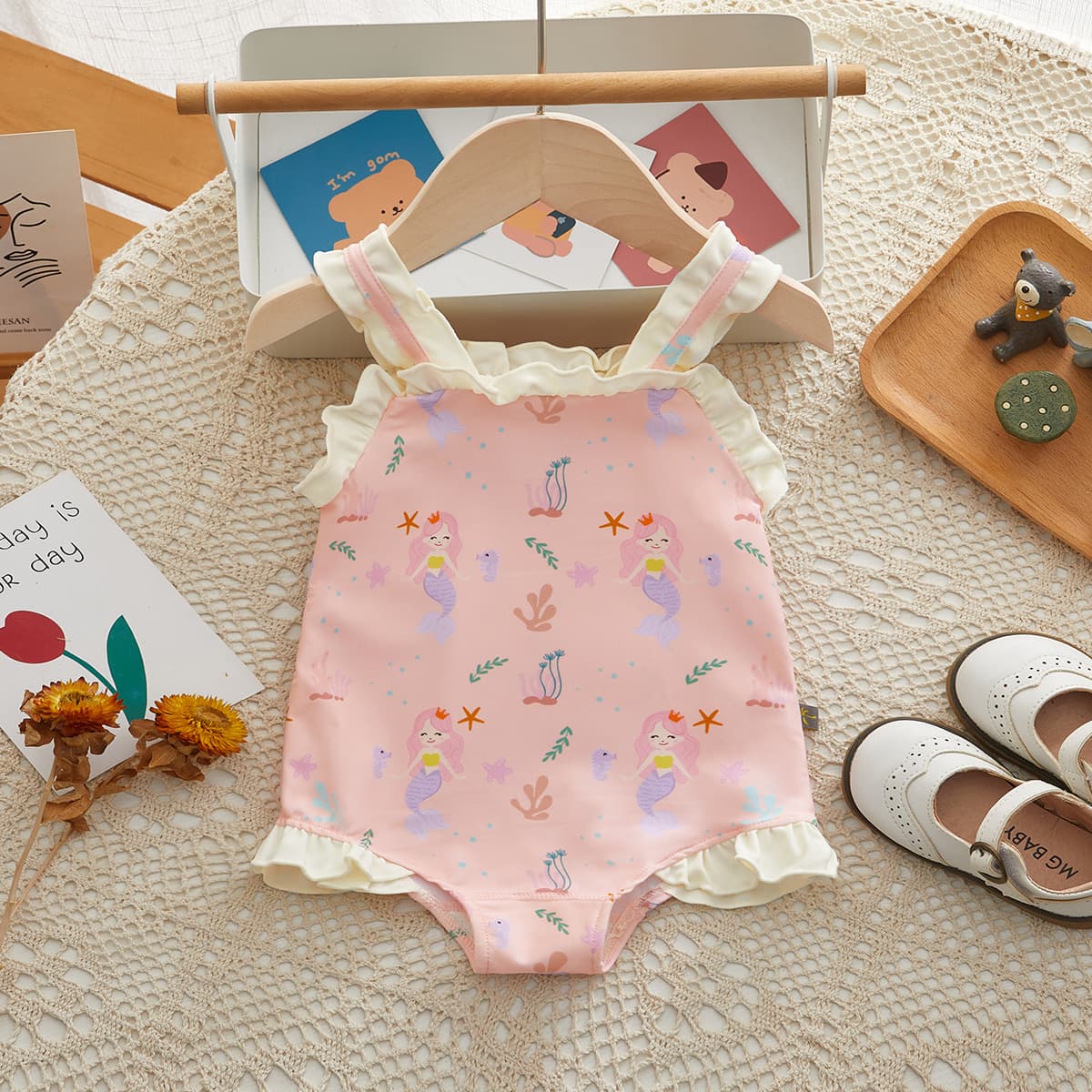 2026 New Girls Swimsuit Toddler Strap Lace Swimming Suit 1-4 Years Old One-Piece Children Baby Swimwear