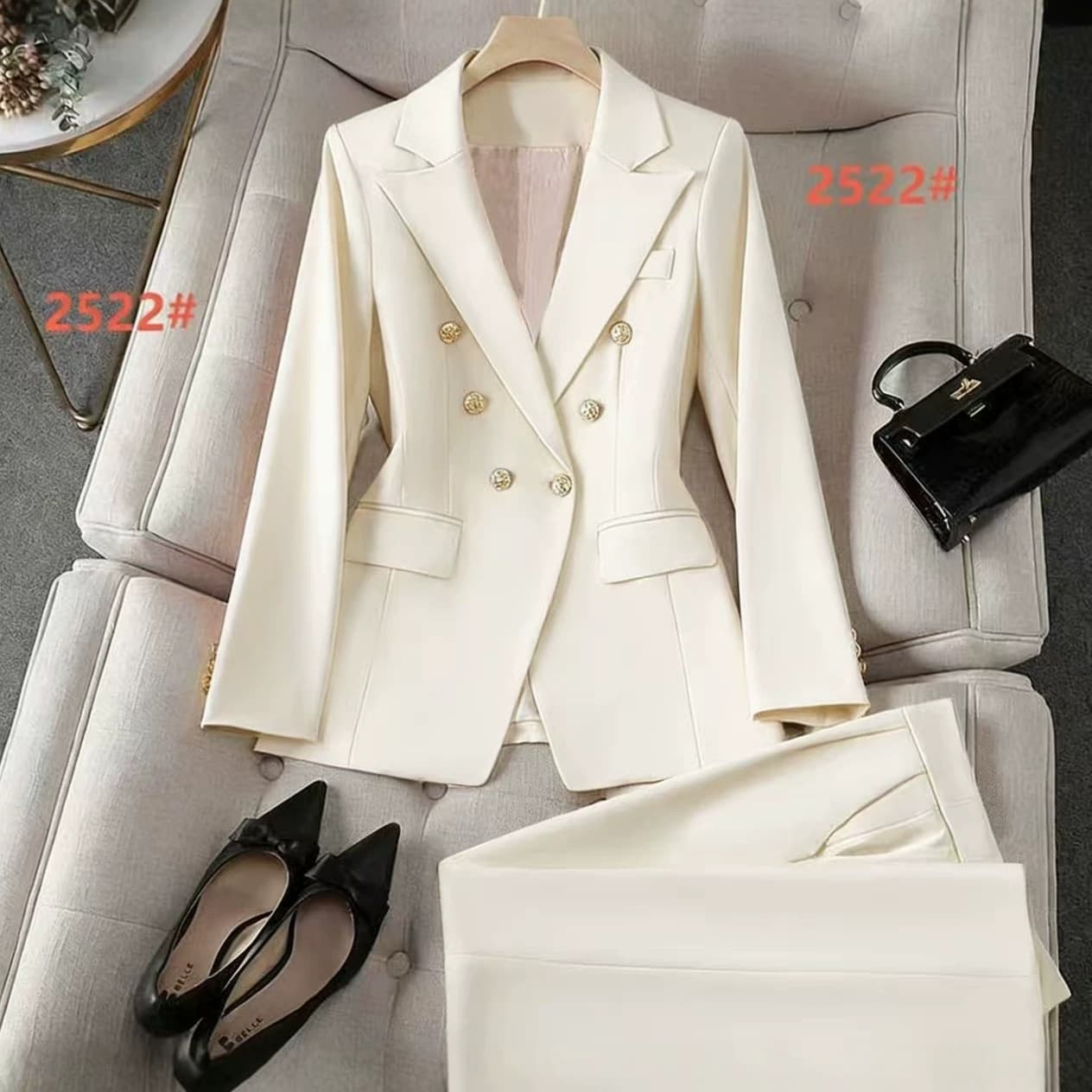 Elegant Women's Suit Set 2026 Spring/Fall New Fashion Wide-Leg Pants Petite Professional Formal Blazer