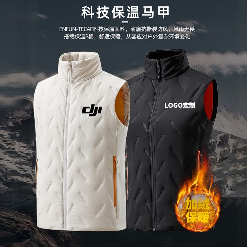 Outdoor cross-border waterproof fleece-lined workwear vest, work uniform, men's fashion, winter customizable.