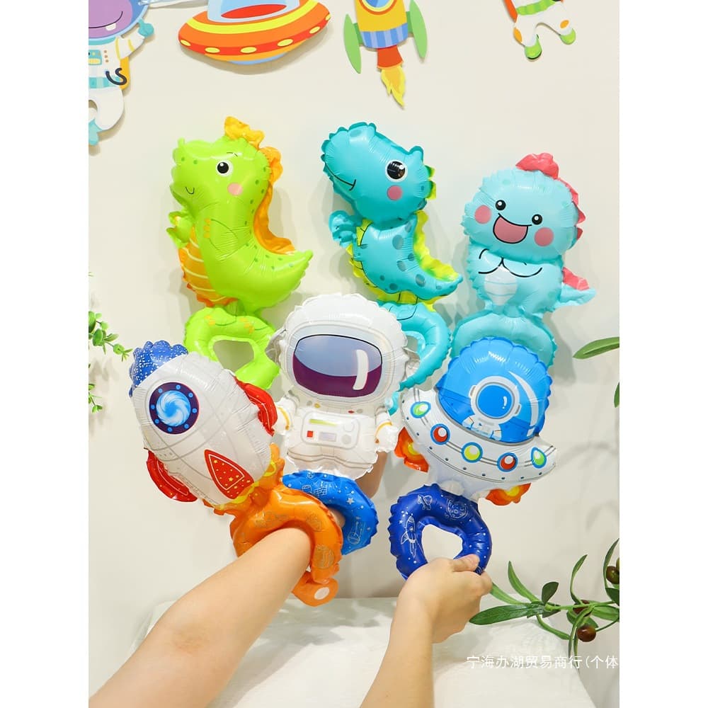 Space Dinosaur Cartoon Wrist Balloon Decoration Stall Promotion Baby Boy Coaxing Baby Bracelet Inflatable Toy