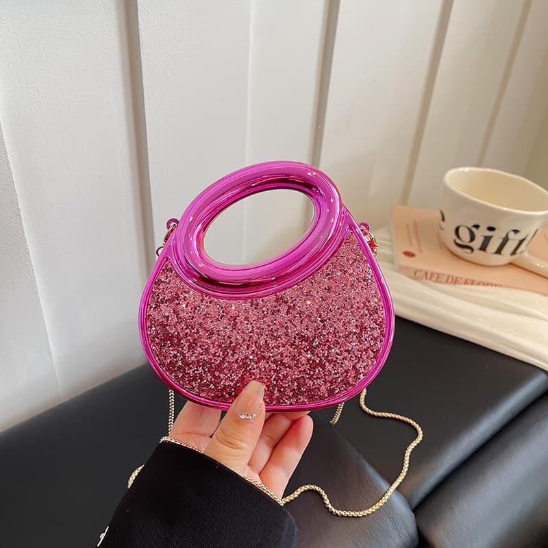 Cross-Border New Product Women's Crescent-Shaped Acrylic Elegant Evening Bag Small Bag Mini Bag Banquet Colorful Handbag Crossbody Bag