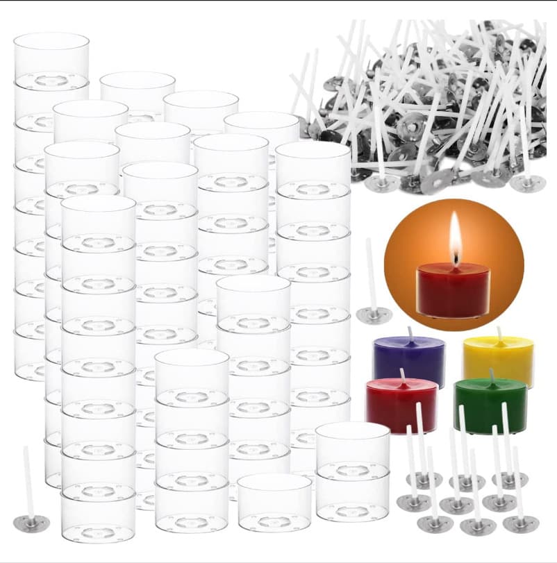 Clear Plastic Tea Light Candle Holder Round Plastic Candle Container Wax Jar 4cm Candle Wick DIY Candle Making